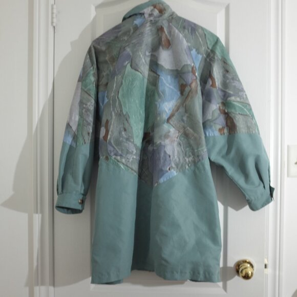 COPY - Nuko collection vintage blue and green abstract long zip jacket size M - Picture 2 of 12